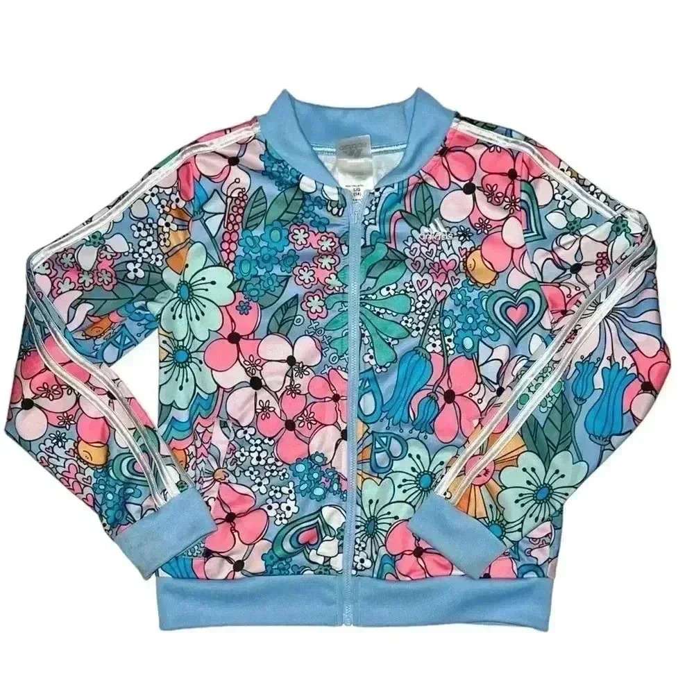 Girls size lg (14) adidas colorful jacket pre owned
